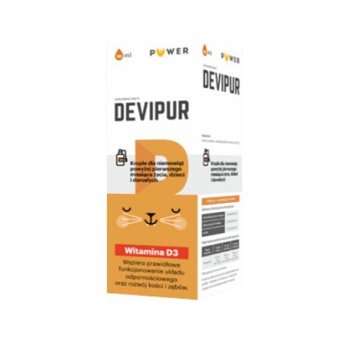Miniaturka artykułu - Devipur krople, 10 ml - krople dla dzieci z witaminą D USZKODZONY KARTON