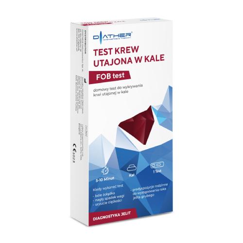 Miniaturka artykułu - DIATHER domowy kasetkowy test krew utajona w kale, test do wykrywania krwi utajonej w kale FOB test, 1 sztuka