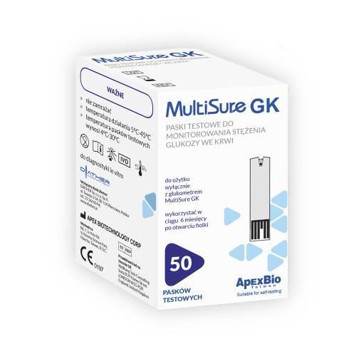 DIATHER MultiSure GK Paski testowe do monitorowania stężenia glukozy we krwi, 50szt. USZKODZONE OPAKOWANIE 
