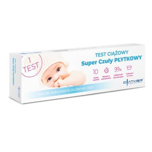 DIATHER Test ciążowy płytkowy Super czuły, 1szt. USZKODZONE TEKTUROWE OPAKOWANIE