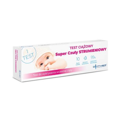 Miniaturka artykułu - DIATHER Test ciążowy Super Czuły Strumieniowy, 1szt. USZKODZONE TEKTUROWE OPAKOWANIE