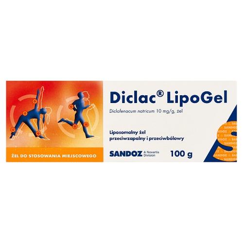 Miniaturka artykułu - DICLAC LIPOGEL Żel wykazujący leczenie miejscowe: stan&oacute;w zapalnych, b&oacute;l&oacute;w i obrzęk&oacute;w pourazowych - 100 g