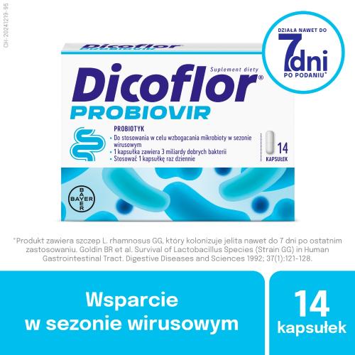 Miniaturka artykułu - Dicoflor Probiovir probiotyk, 14 kaps.