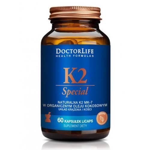 Miniaturka artykułu - Doctor Life K2 Special 100mcg, 60 kapsułek KR&Oacute;TKA DATA 30.08.2026