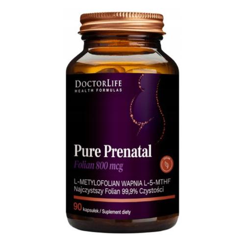 Miniaturka artykułu - Doctor Life Pure Prenatal Kwas foliowy 800mcg, 90 kapsułek