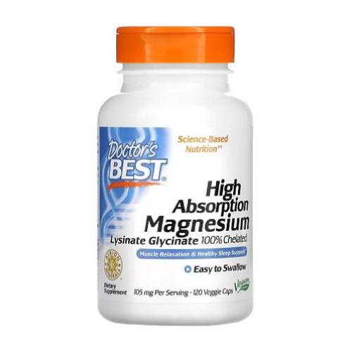 Miniaturka artykułu - Doctor's Best High Absorption Magnesium Magnez 105 mg, 120 kaps.