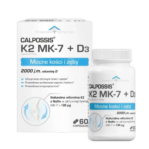 Miniaturka artykułu - Domowa Apteczka Calpossis K2 MK7 + D3, 60 kaps.