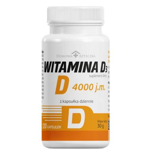 Miniaturka artykułu - Domowa Apteczka Witamina D3 4000 j.m, 120 kaps.