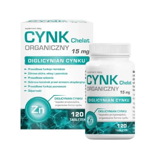 Miniaturka artykułu - Domowa Apteczka Cynk organiczny 15 mg, 120 tabl.