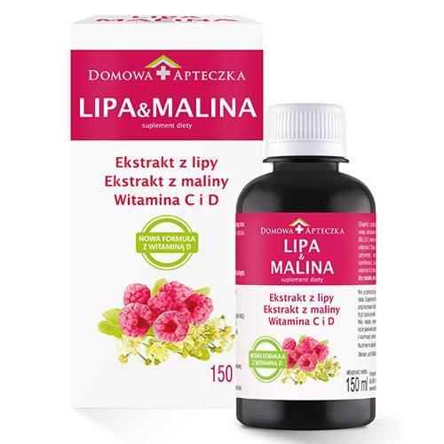 Miniaturka artykułu - DOMOWA APTECZKA Ekstrakt Lipa & Malina, 150ml KR&Oacute;TKA DATA 31.08.2026