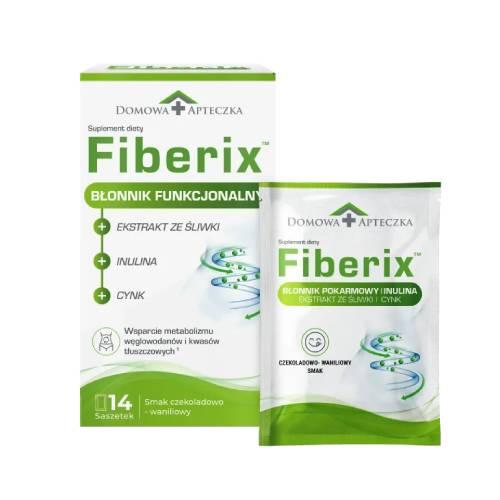 Miniaturka artykułu - Domowa Apteczka Fiberix Smak czekoladowo-waniliowy, 14 sasz.