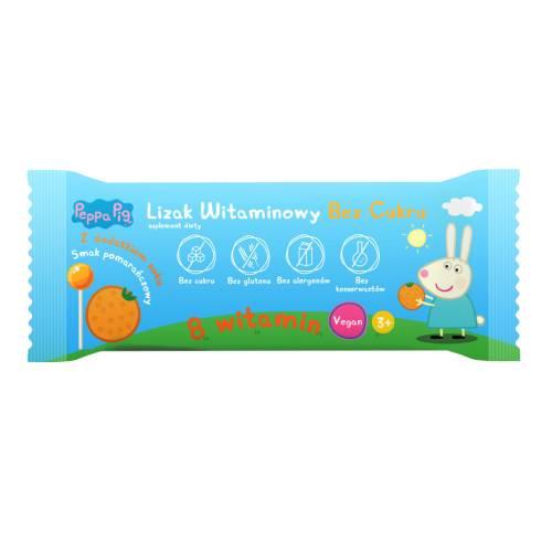 Miniaturka artykułu - DOMOWA APTECZKA Vitamin Lollipops Peppa Pig Lizak pomarańczowy, 1 szt.