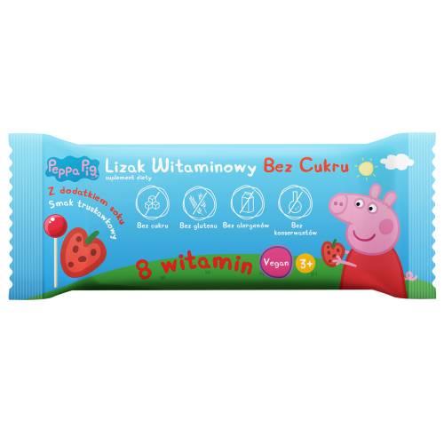 Miniaturka artykułu - DOMOWA APTECZKA Vitamin Lollipops Peppa Pig Lizak truskawkowy, 1 szt.