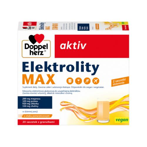 Miniaturka artykułu - Doppelherz Aktiv Elektrolity Max o smaku pomarańczowym, 20 sasz. - suplement diety dla os&oacute;b aktywnych