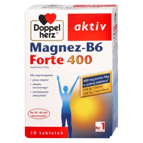 Miniaturka artykułu - Doppelherz aktiv Magnez - B6 Forte - 30 tabletek USZKODZONE TEKTUROWE OPAKOWANIE 