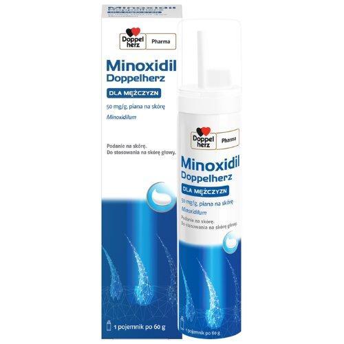 Miniaturka artykułu - DOPPELHERZ MINOXIDIL dla mężczyzn Pianka na sk&oacute;rę głowy, 60ml USZKODZONE TEKTUROWE OPAKOWA.