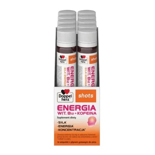 Miniaturka artykułu - Doppelherz shots Energia Witamina B12 + Kofeina, 10 ampułek