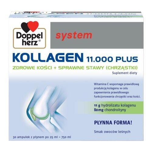 Miniaturka artykułu - DOPPELHERZ System Kollagen 11.000 Plus, 30 ampułek USZKODZONY KARTON 
