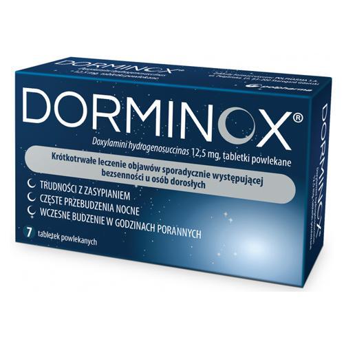 Miniaturka artykułu - DORMINOX 12,5 mg, 7 tabletek - Lek o działaniu nasennym USZKODZONE TEKTUROWE OPAKOWANIE