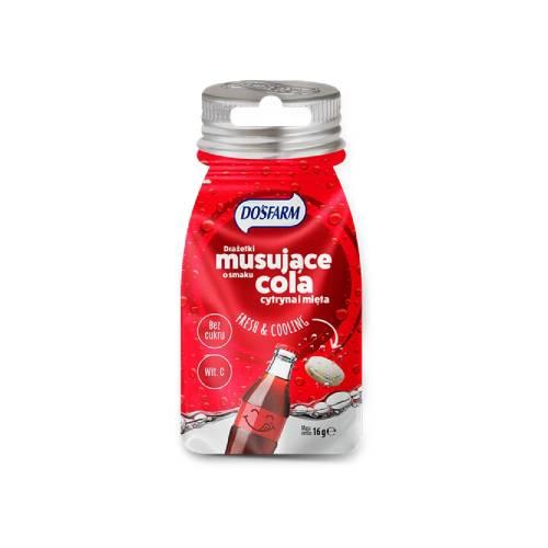 Miniaturka artykułu - Dosfarm Drażetki musujące o smaku coli cytryny i mięty z witaminą C, 15 g