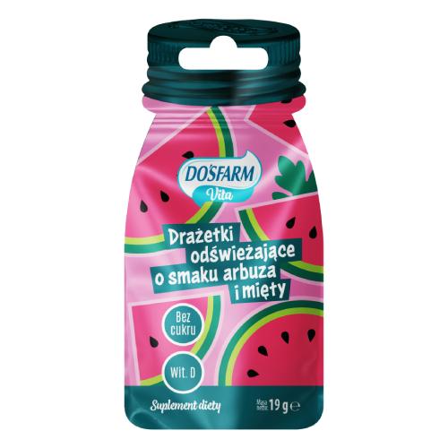 Miniaturka artykułu - Dosfarm Vita Drażetki odświeżające o smaku arbuza i mięty, 19 g