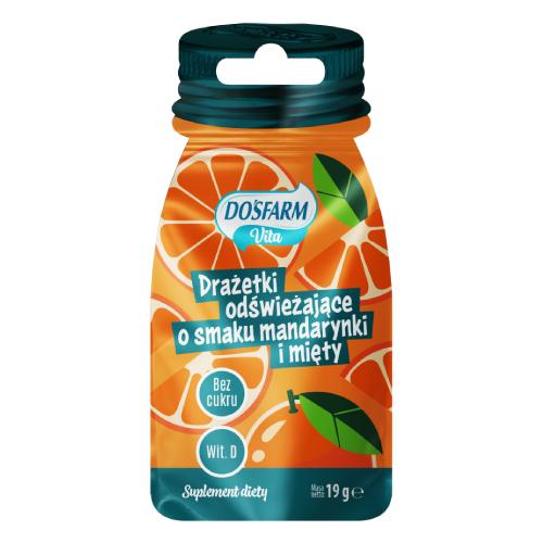 Miniaturka artykułu - Dosfarm Vita Drażetki odświeżające o smaku mandarynki i mięty, 19 g