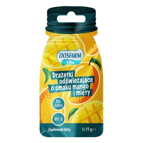 Miniaturka artykułu - Dosfarm Vita Drażetki odświeżające o smaku mango i mięty, 19 g