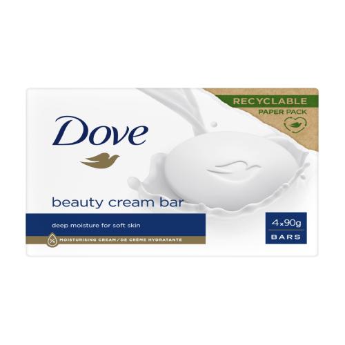 Miniaturka artykułu - Dove Beauty Cream Bar Original Mydło w kostce z Kremem nawilżającym, 4x90g