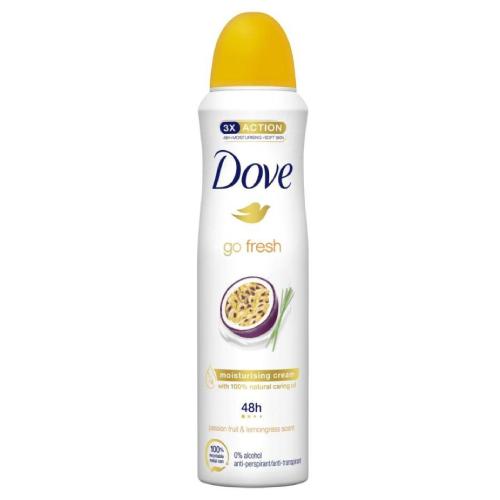 Miniaturka artykułu - Dove Go Fresh Antyperspirant dla kobiet w sprayu Passion Fruit & Lemongrass, 250 ml