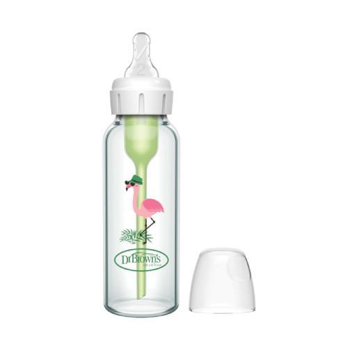 Miniaturka artykułu - Dr Brown's Butelka antykolkowa Options+ szklana 3m+ wąska szyjka Flaming 250ml USZKODZONE TEKTUROWE OPAKOWANIE