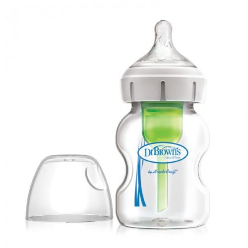 Miniaturka artykułu - Dr Brown's Options+ Butelka antykolkowa szklana 0m+, szeroka szyjka, 150ml