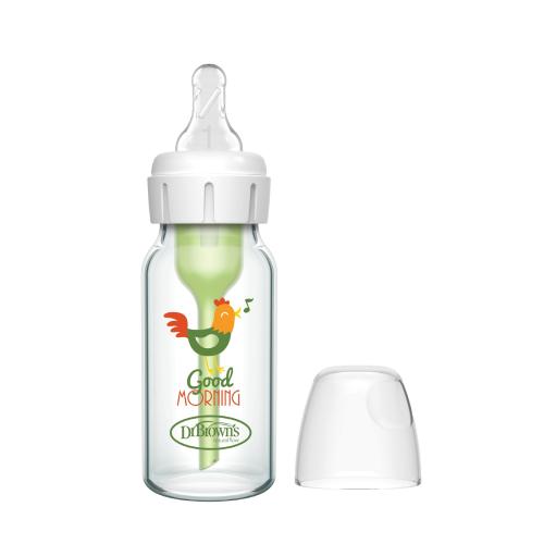 Miniaturka artykułu - Dr Brown's Butelka antykolkowa Options+ szklana 0m+ wąska szyjka Kogut 120ml