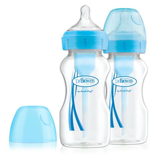 Miniaturka artykułu - Dr Brown's Options+ Butelka antykolkowa 0m+ szeroka szyjka 270 ml, niebieska, 2szt.