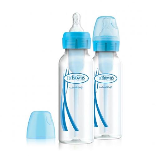 Dr Brown's Options+ Butelka antykolkowa standard 0m+ niebieska 250 ml, 2 szt.