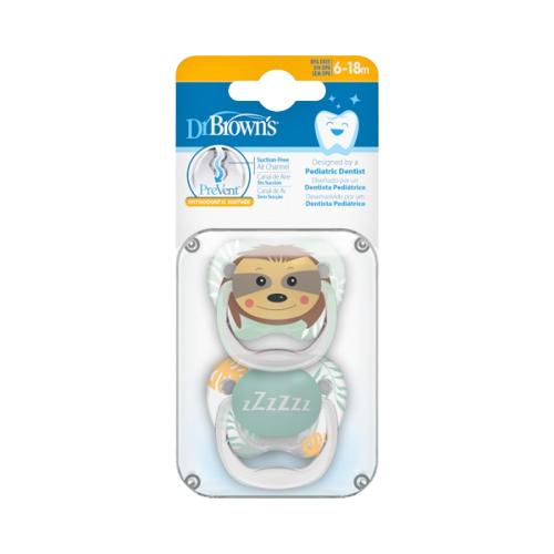 Miniaturka artykułu - Dr Brown's Smoczek ortodontyczny Prevent 6-18m miętowy/przezroczysty Zwierzęta, 2szt.