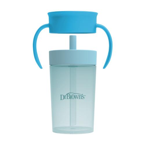 Miniaturka artykułu - Dr Brown's Kubek ze słomką i niekapek 360&deg; z uchwytami 9m+ 300ml