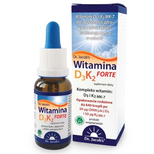 Miniaturka artykułu - Dr. Jacob's Witamina D3 K2 Forte, 20ml
