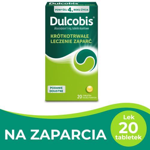 Miniaturka artykułu - Dulcobis 5 mg - Lek na uciążliwe zaparcia - 20 tabletek dojelitowych USZKODZONE TEKTUROWE OPAKOWANIE