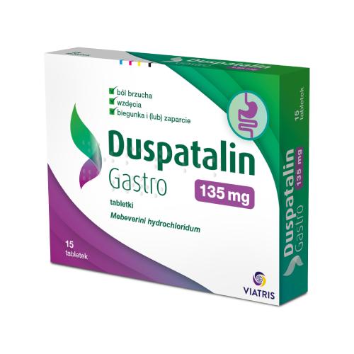 Miniaturka artykułu - Duspatalin Gastro 135 mg - Lek na zesp&oacute;ł jelita drażliwego - 15 tabletek