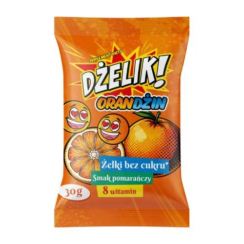 Miniaturka artykułu - Dżelik! Orandżin Żelki bez cukru o smaku pomarańczowym, 30 g