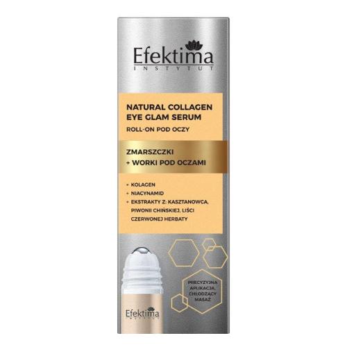 Miniaturka artykułu - EFEKTIMA Natural Collagen Eye Glam Serum do sk&oacute;ry wok&oacute;ł oczu Zmarszczki + Worki pod oczami, 15 ml
