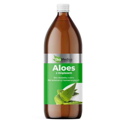 Miniaturka artykułu - EkaMedica Aloes sok z miąższem, 1 l