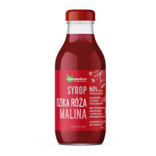 Miniaturka artykułu - EkaMedica Dzika R&oacute;ża Malina syrop 300 ml