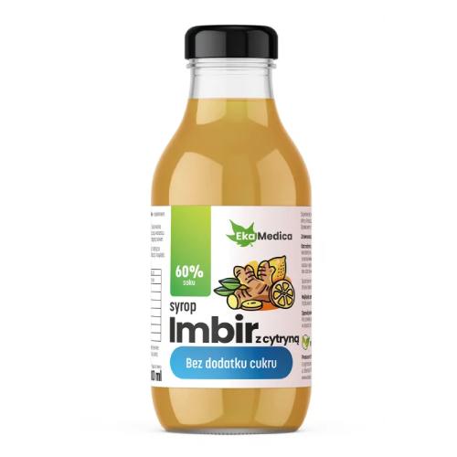 Miniaturka artykułu - EkaMedica Imbir z cytryną bez dodatku cukru płyn, 300ml