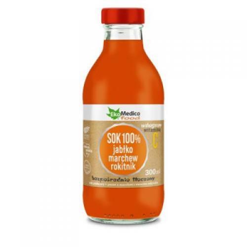 Miniaturka artykułu - Ekamedica jabłko, marchew, rokitnik sok, 300ml USZKODZONA ETYKIETA