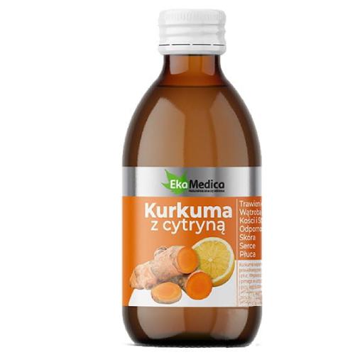 Miniaturka artykułu - EkaMedica Kurkuma z cytryną sok, 250ml