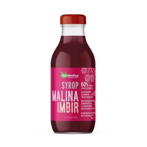 Miniaturka artykułu - EkaMedica Malina Imbir syrop, 300 ml