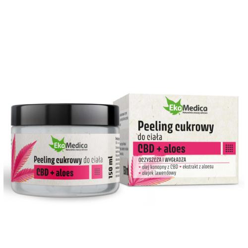 Miniaturka artykułu - EkaMedica Peeling cukrowy CBD do ciała Aloes, 150ml