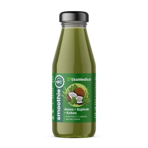 Miniaturka artykułu - EkaMedica Smoothie Aloes + Szpinak + Kokos, 250 ml