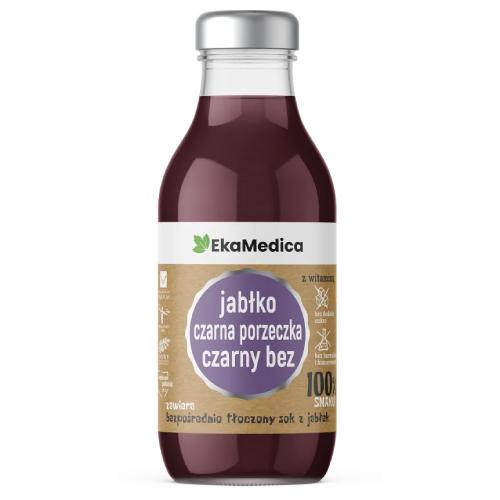 EkaMedica Sok 100% Jabłko, czarna porzeczka, czarny bez, 300ml